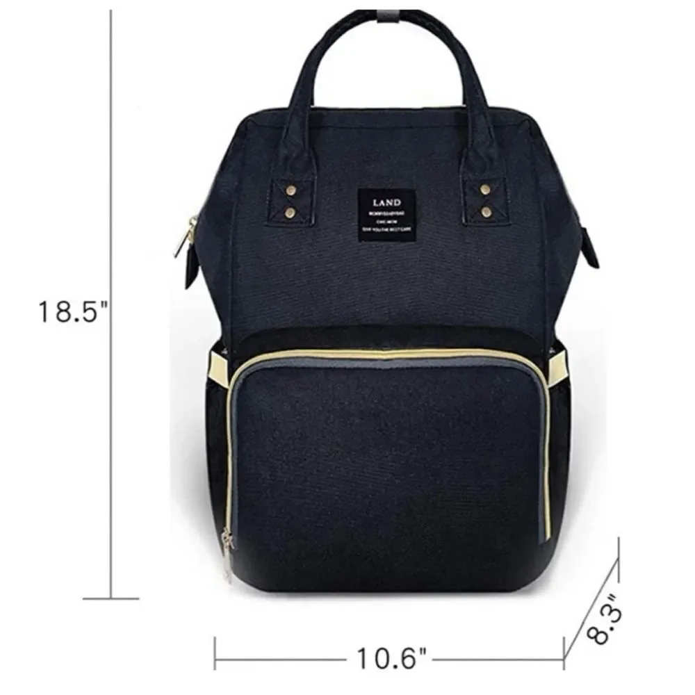 Land Baby Diaper Bag Large Capacity Mommy Backpack in Black- Exellent